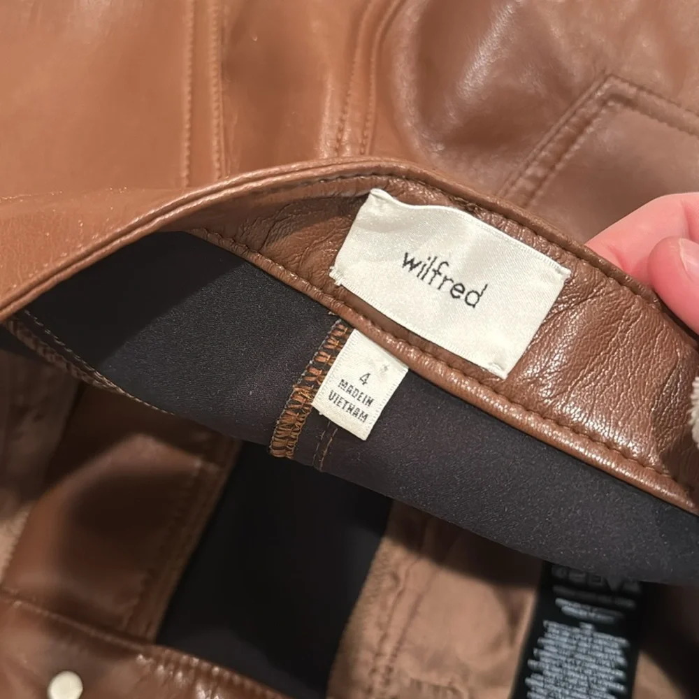 Aritzia Melina Cognac Brown Faux Leather Pants - Picture 5 of 6
